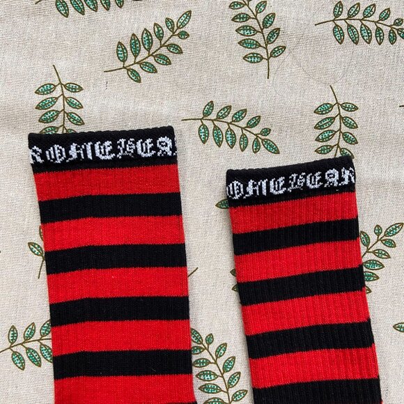 Chrome Hearts Black And Red Striped Sports Socks - Picture 5 of 5